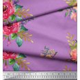 thumbnail image 3 of Soimoi Modal Satin Fabric Leaves & Anemone Flower Decor Fabric Printed Yard 42 Inch Wide, 3 of 3