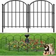 Kidsjoy 10-pack Black Metal No-Dig Decorative Garden Fence, Arched Animal Barrier Border for Yard Patio Outdoor Decor