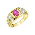 thumbnail image 3 of RYLOS Men's Rings Yellow Gold Plated Silver Rings Designer Weave Band 7X5MM Oval Gemstone &  Diamond Ring Star Ruby July Birthstone Rings For Men Size 9, 3 of 7
