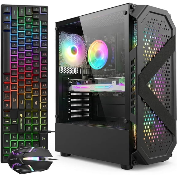 STGAubron Gaming PC Desktop Computer, Intel Core i7 8th Gen up to 4.1G, GeForce RTX 3060 12G, 16GB DDR4, 1TB SSD, WiFi 6, BT 5.0, RGB Fan x4, Windows 11 Home