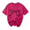 thumbnail image 2 of Offre Limitée Iumwxz T-Shirts Basiques Plissés Décontractés pour Femmes Blouses pour Femmes T-Shirts Graphiques à Nœud Col Rond Manches Courtes Blouse Tops pour Dames Doux et Confortables Course Course, 2 of 4