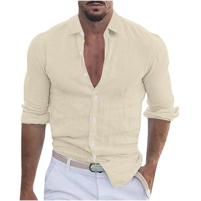 XZNGL Chemise à Manches Longues Homme Unie Décontractée Mode Col Rabattu Bouton Chemise à Manches Longues Blouse Chemises Habillées pour Hommes Chemises à Manches Longues pour Hommes Manches Longues Homme Chemise à Manches Longues