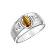 thumbnail image 3 of RYLOS Men's Rings 14K White Gold Classic 7X5MM Oval Gemstone & Diamond Ring Tiger Eye November Birthstone Rings For Men, Gold Rings Size 13, 3 of 7