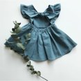 thumbnail image 2 of FAIWAD Robe pour Tout-Petit Fille Bébé Coton Lin à Volants Sans Manches Robes Enfants Dos Nœud Robe d'Été, 2 of 7