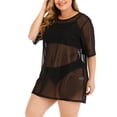 thumbnail image 2 of 2025 Women Ruffle Trim Sheer Long Swimsuit Cover Ups for Women Beach Skirt Cover Up Skirt Beach Wrap Bikini Lace Cover Up for Women Shiny Wraps Cover Ups for Swimwear Mesh Drawstring Cover Up Skirt, 2 of 9
