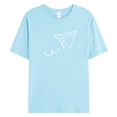 thumbnail image 3 of BOBOGOJP T-Shirt en Coton à Manches Courtes Extensible T-Shirt à Manches Courtes à Col Rond (Bleu Clair,G), 3 of 5
