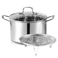 thumbnail image 4 of Premium Stainless Steel European-Style Stockpot with Steamer Rack - 28cm, 7.5L Large Capacity, Thickened Flat Base for Even Heating, Coating-Free Healthy Cooking, Double-Ear Design, Induction Cooker, 4 of 6