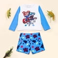 thumbnail image 2 of Kids Boys Summer Swim Trunks 2 Pieces Boy Surf Swimsuit Long Sleeve Cartoon Color Block Swimwear Spring Beach Bathing Suits 2-3T, 2 of 7