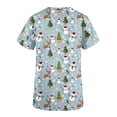 thumbnail image 4 of Hauts de Sarrau de Noël pour Femmes, Drôles et Laids, T-Shirts de Noël Imprimés à Manches Courtes, Anti-Froissement, Col en V, Uniforme d'Infirmière, Hauts des Fêtes avec Poches, 4 of 5