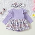 thumbnail image 4 of MIASHUI Vêtements pour Bébé Filles Manches Longues Pâques Rabbit Imprimés Barboteuse Côtelée Bodies Robe Serre-Têtes Ensemble, Violet, 3-6 Mois, 4 of 6