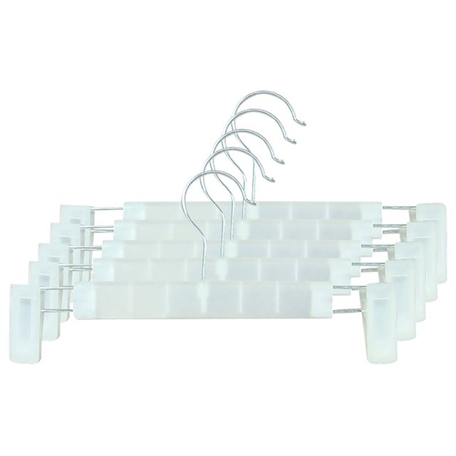 5Pcs/Set Strong Bearing Clothes Hanger with Spring Clamp No Odor Plastic Coat Rack Home Supplies