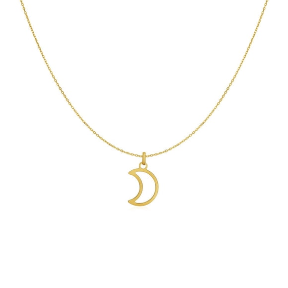 14k Yellow Gold Necklace with Moon 18 in
