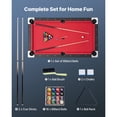 thumbnail image 2 of KFFKFF Pool Table, 6 ft Portable Billiards Tables, Adjustable Feet Stable Game Table, Entertainment Set Includes Ball, Cue, Rack, Black with Red Cloth, 2 of 9