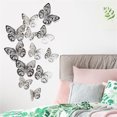 thumbnail image 4 of TIMIFIS Décoration Maison 12 Pcs Autocollant Mural Papillon Creux Texture Métal 3D DecorFall, 4 of 6
