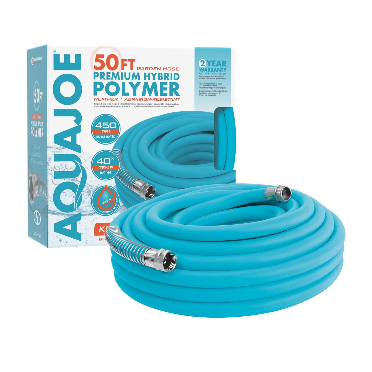 Aqua Joe AJPGH50-DWS Tuyau hybride sans plis en polymère FLEX, 5/8 po, 50 pi, sans plomb