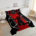 thumbnail image 3 of Ensemble de Douillette de Basketball pour Ados, Ensemble de Literie de Sports et de Jeux, Literie Rouge et Noire, Déco Maison pour Enfants, Douillette Format Grand Lit, 3 of 5