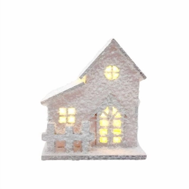 B Lighted Wooden Village Villa House For Christmas Desktop Decoration And Holiday Display