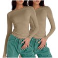 thumbnail image 1 of Birdeem T-Shirts à Manches Longues pour Femmes Mode Décontractée Col Rond Couleur Unie T-Shirt à Manches Longues Chandail Tops Manches 3/4 T-Shirts pour Femmes, 1 of 4