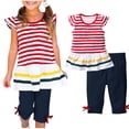 thumbnail image 2 of Birdeem Chemises pour Filles Mode Filles Décontracté Manches Courtes Hauts Col Rond Bouton Imprimé Ensembles de Shorts, 2 of 12