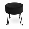 thumbnail image 1 of Ottoman Rond Moderne en Velours Noir – Tabouret d'Appoint Élégant avec Pattes Épingle Pliables, 1 of 7