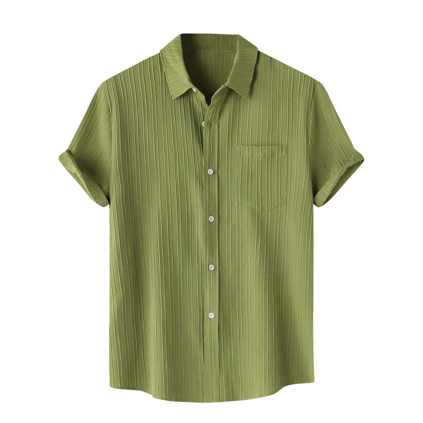Lolmot Chemise Décontractée pour Homme Unie à Col Rabattu à Manches Courtes avec Fermeture à Boutons Blouse Hawaïenne