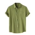 thumbnail image 1 of Men Casual Solid Turndown Short Sleeve Button Closure Shirt Hawaii Blouse, 1 of 9