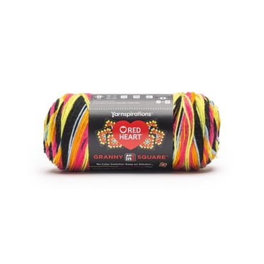 Laine acrylique Red Heart® All In One Granny Square™ n° 4, peignée (moyenne), Noir-Vert citron épicé, 250 g, 400 m