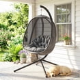 thumbnail image 2 of Outsunny Chaise Oeuf Suspendue avec Support et Panier Pliant, Gris, 2 of 10
