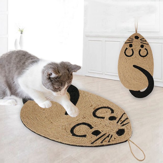 Tapis de Griffure en Forme de Souris Anti-Rayures Tapis d'Entraînement en Sisal Jouet de Protection pour Chat