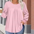thumbnail image 2 of Lmnyox Hauts Grande Taille pour Femmes, Manches Longues Surdimensionnées, Col Rond, Chemises Plissées, Blouses Décontractées Mode, 2 of 6