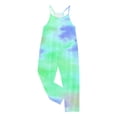 thumbnail image 4 of MIASHUI Girls Tie Dye Rompers Sleeveless Spaghetti Straps Jumpsuits Comfy Loose Trousers,Light Green,7-8 Years, 4 of 5