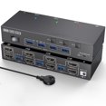 thumbnail image 3 of Interface Multimédia HD KVM Switch, Interface Multimédia USB HD Switcher à Affichage Étendu, Sélecteur Interface Multimédia USB HD 5Gbps, pour 3 Ordinateurs 2 Moniteurs et 4 Ports USB 3.0, 3 of 7