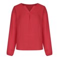 thumbnail image 4 of XZNGL Womens Long Sleeve Tops and Blouses Womens Satin Socket V-Neck Solid-Color Commute Long Sleeve Blouses Shirt Tops Womens Tops and Blouses Womens Blouses Long Sleeve, 4 of 8