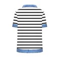 thumbnail image 5 of Dazajoo T-Shirts Gaufrés à Manches Courtes pour Femmes, Décontractés, en Denim, à Col à Revers, Chandails à Enfiler, Imprimé à Rayures, Col Rond, T-Shirts Graphiques, Blanc, m, 5 of 5