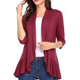 thumbnail image 2 of Cardigan Ouvert Léger Décontracté pour Femmes Manches 3/4 Col Ample à Volants, 2 of 3