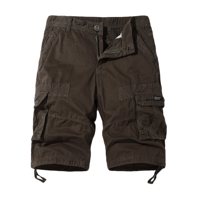 FAIWAD Men's Casual Elastic Waist Zipper Multi-Pockets Short Pants Drawstring Hem Loose Outdoor Shorts