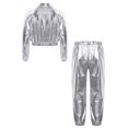 thumbnail image 2 of Doomiva Ensemble de Performance Jazz Moderne pour Garçons et Filles Vêtements de Danse de Rue Hip Hop 2 Pcs Argent 14, 2 of 5