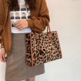 thumbnail image 4 of Retro Women Leather Plush Animal Pattern Print Handbag Winter Tote Bags (A), 4 of 7