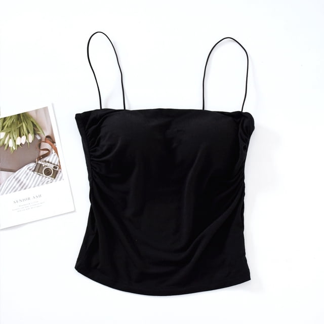 AherBiu Womens Camisole Tops Seamless Slim Fitting Undetshirts Summer Spaghetti Strap Basic Camisoles Solid Color