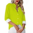 thumbnail image 2 of Besolor Button Down Shirts for Women Solid Color Long Sleeve Colared Tops Loose Office Blouses for Casual Work, 2 of 5