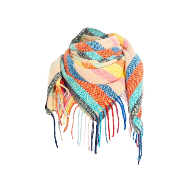 Penkiiy Foulard pour Femmes Mode Hiver Femmes Foulard Colorée Foulard Décontractée à Franges Châle g Foulard