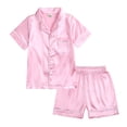thumbnail image 1 of 2025 Girls Sleepwear & Robes Little Boy Cold Clothe Pajama Set Satin Silk Pajama Ki D Short Sleeve Robe Sleepwear 2 Piece Button Fleece Pajama Size 8 Down, 1 of 9