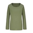 thumbnail image 1 of Hauts en Lin pour Femmes Été Femmes Automne Hiver Uni Coton Lin Col Rond Manches Longues T-Shirt Ample Haut Femmes T-Shirts à Manches Longues T-Shirts Longs pour Femmes Été T-Shirts pour Femmes, 1 of 4