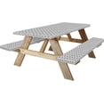 thumbnail image 1 of Picnic Table Cover With Bench Covers   Fitted Table Covers Vinyl Tablecloth with Flannel Backing For 6 Foot Tables  Elastic Edge Waterproof for Home Goods Indoor Outdoor Patio  Black Whit, 1 of 7