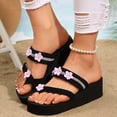 thumbnail image 3 of Flower Rhinestones Flip Flops for Women Vacation Sparkly Platform Slippers Boho Beach Slip on Dress Sandals, 3 of 7