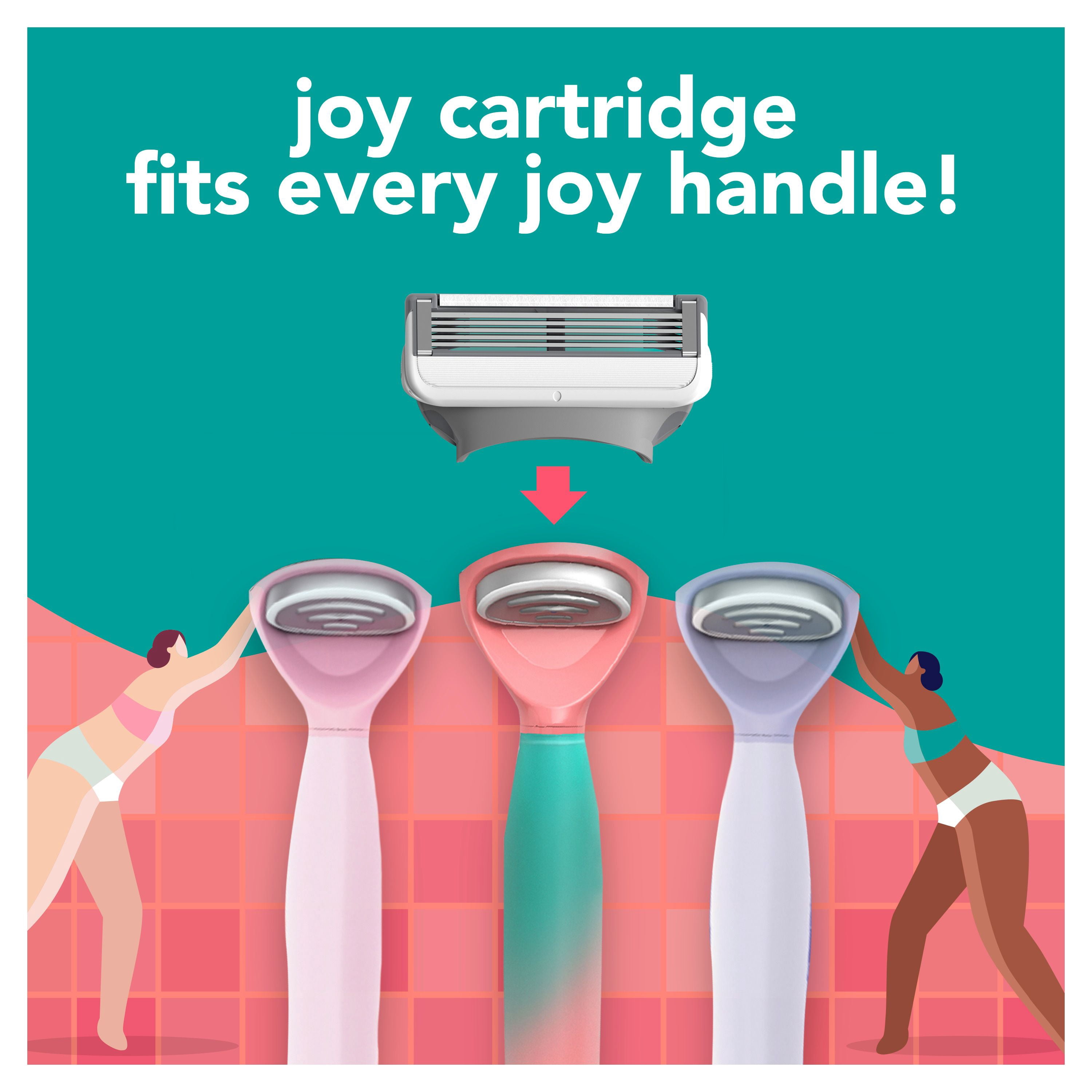 joy Rasoir pour Femmes Qui Change de Couleur, Trousse de Rasage avec 1 Manche + 2 Cartouches de Lames
