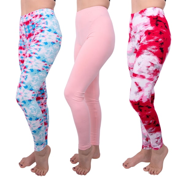 [3 Pack] Tie Dye Leggings for Women Athletic Casual Lounge Yoga Pants 4-Way Stretch and Buttery Soft
