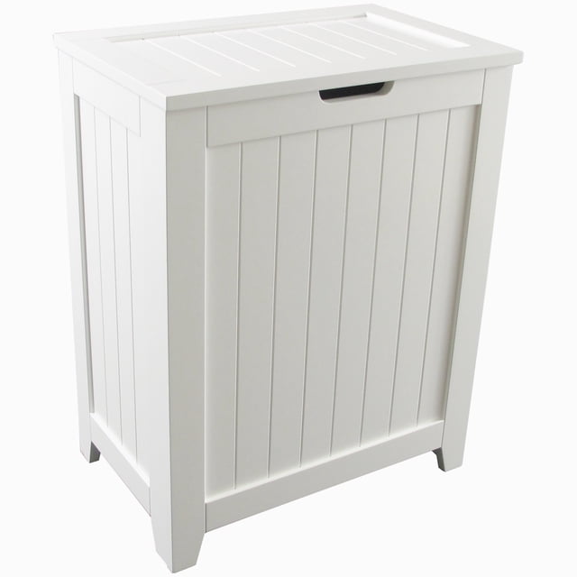 Redmon Panier à Vêtements Contemporain en Bois pour Chambre et Buanderie, Blanc
