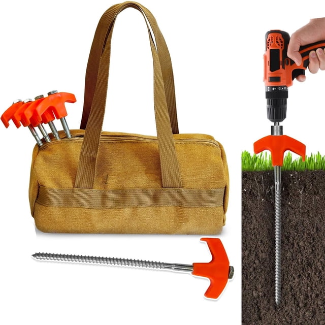 PEONAVET Tent Nail Hexagonal Luminous Nail 8in Screw In Tent Stakes - Ground Anchors Screw In