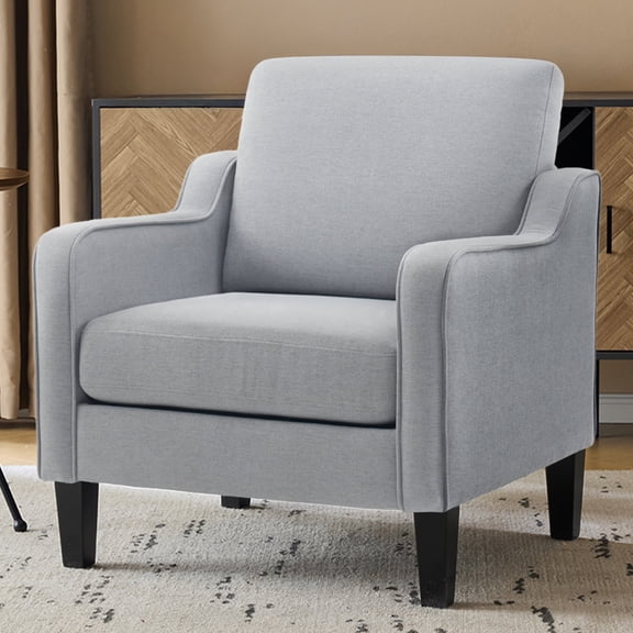 Ktaxon Fauteuil d'Appoint avec Coussin Épais, Canapé une Place en Lin Gris Style Moderne du Milieu du Siècle, Idéal pour le Salon Ou la Chambre.